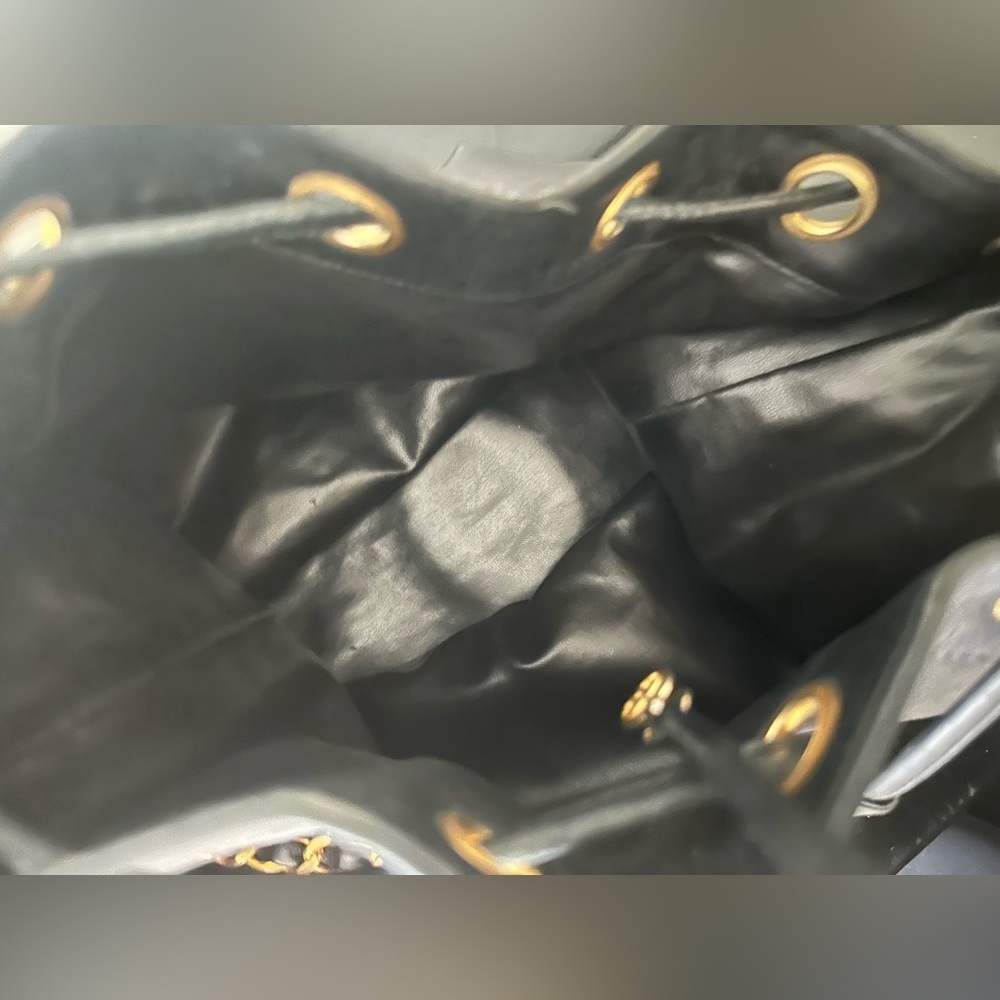 CHANEL Black Leather Bucket Bag with Gold Chain - Picture 9 of 15